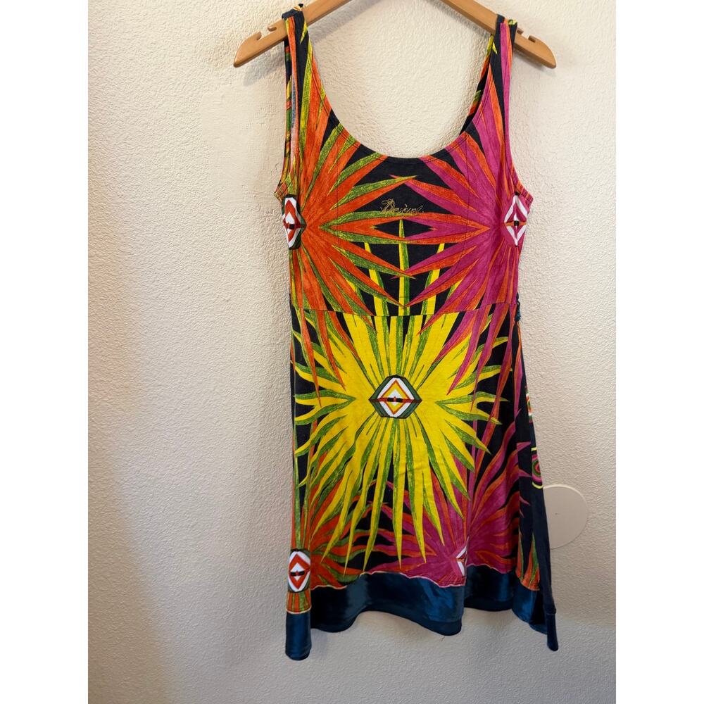 Desigual Y2K Boho Multicolor Geometric Printed Sleeveless A-Line Mini Dress XS - Picture 2 of 16